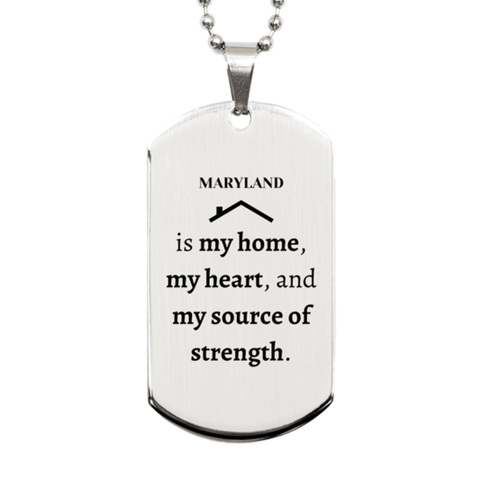 Maryland is my home Gifts, Lovely Maryland Birthday Christmas Silver Dog Tag For People from Maryland, Men, Women, Friends - Mallard Moon Gift Shop