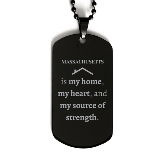 Massachusetts is my home Gifts, Lovely Massachusetts Birthday Christmas Black Dog Tag For People from Massachusetts, Men, Women, Friends - Mallard Moon Gift Shop