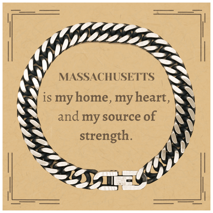 Massachusetts is my home Gifts, Lovely Massachusetts Birthday Christmas Cuban Link Chain Bracelet For People from Massachusetts, Men, Women, Friends - Mallard Moon Gift Shop