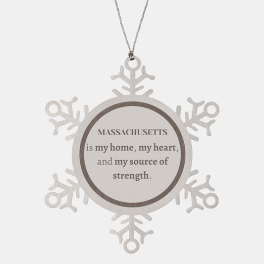 Massachusetts is my home Gifts, Lovely Massachusetts Birthday Christmas Snowflake Ornament For People from Massachusetts, Men, Women, Friends - Mallard Moon Gift Shop