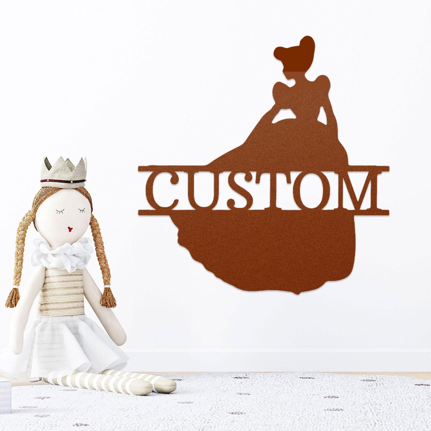 Princess Cinderella Personalized Name Metal Art Wall Sign - Mallard Moon Gift Shop