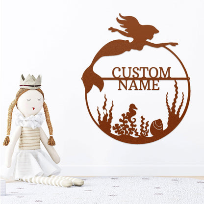 Mermaid Custom Name Metal Art Wall Sign - Mallard Moon Gift Shop