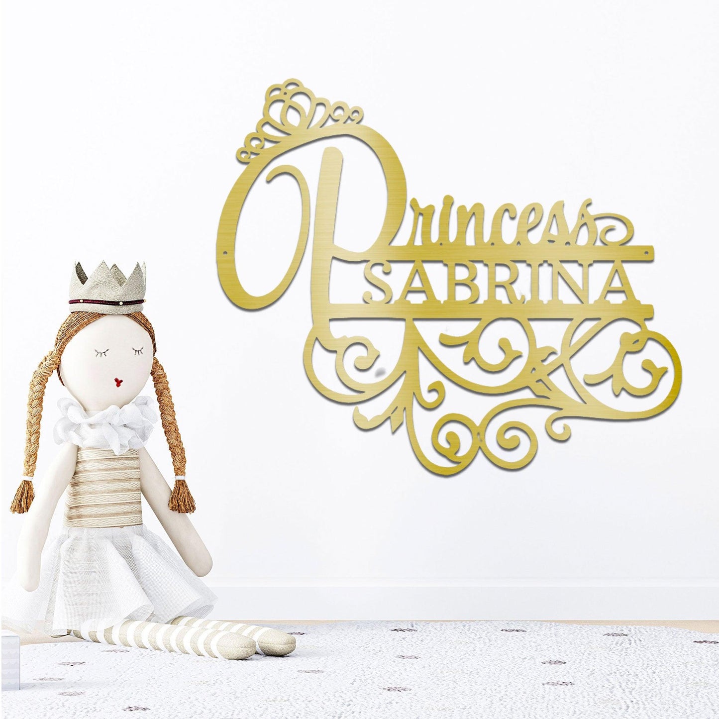 Princess Crown Custom Name Metal Art Wall Sign - Mallard Moon Gift Shop