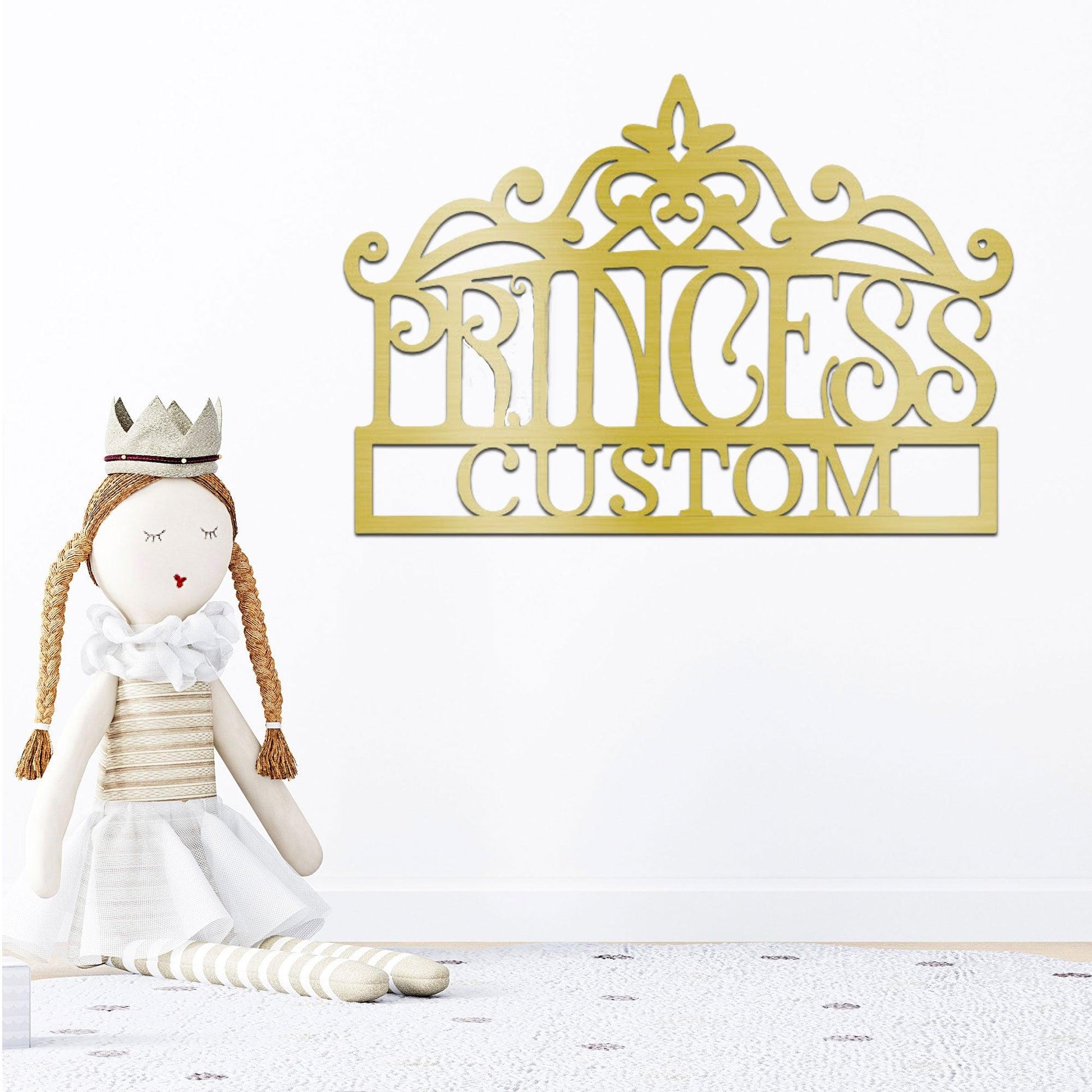 Princess Crown Personalized Metal Art Wall Sign - Mallard Moon Gift Shop