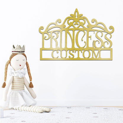 Princess Crown Personalized Metal Art Wall Sign - Mallard Moon Gift Shop