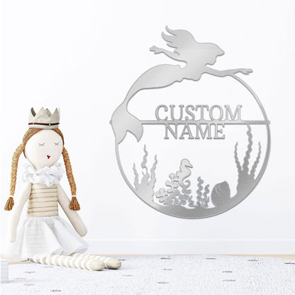 Mermaid Custom Name Metal Art Wall Sign - Mallard Moon Gift Shop