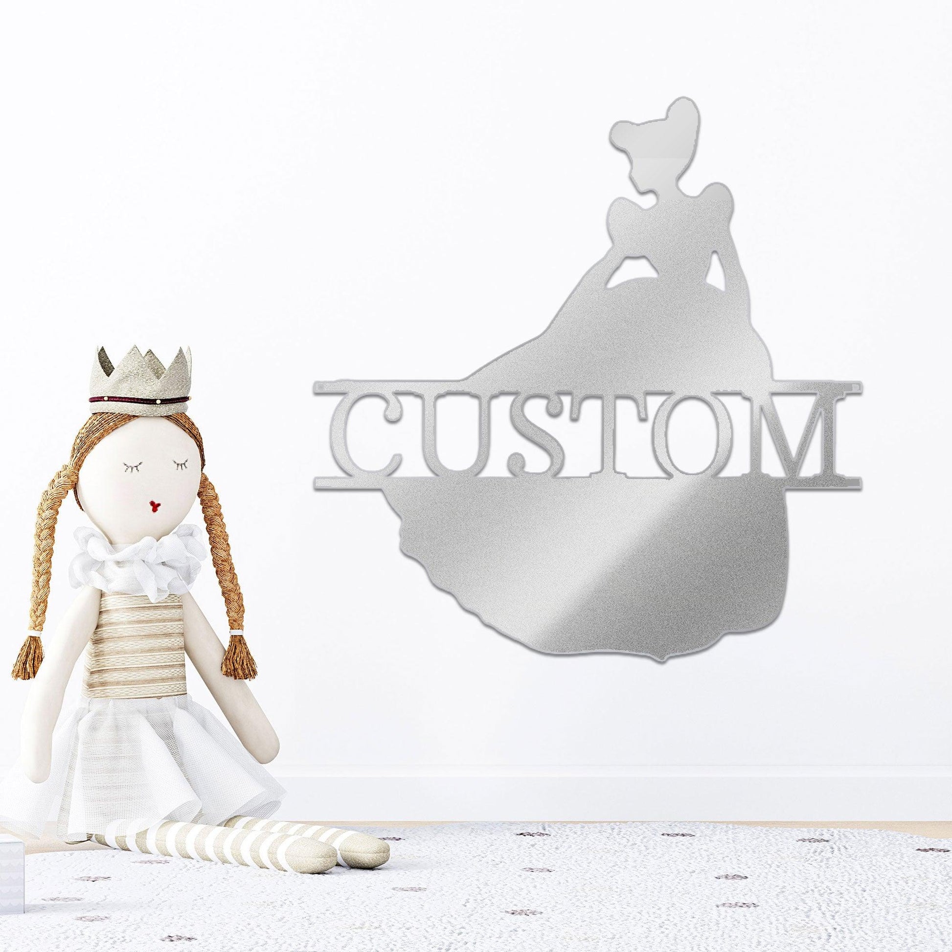 Princess Cinderella Personalized Name Metal Art Wall Sign - Mallard Moon Gift Shop