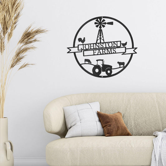 Farm Banner Custom Monogram Metal Sign Wall Art - Mallard Moon Gift Shop