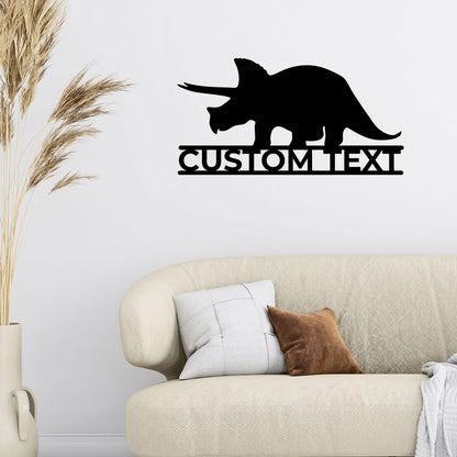 Dinosaur Triceratops Custom Name Metal Wall Art - Mallard Moon Gift Shop