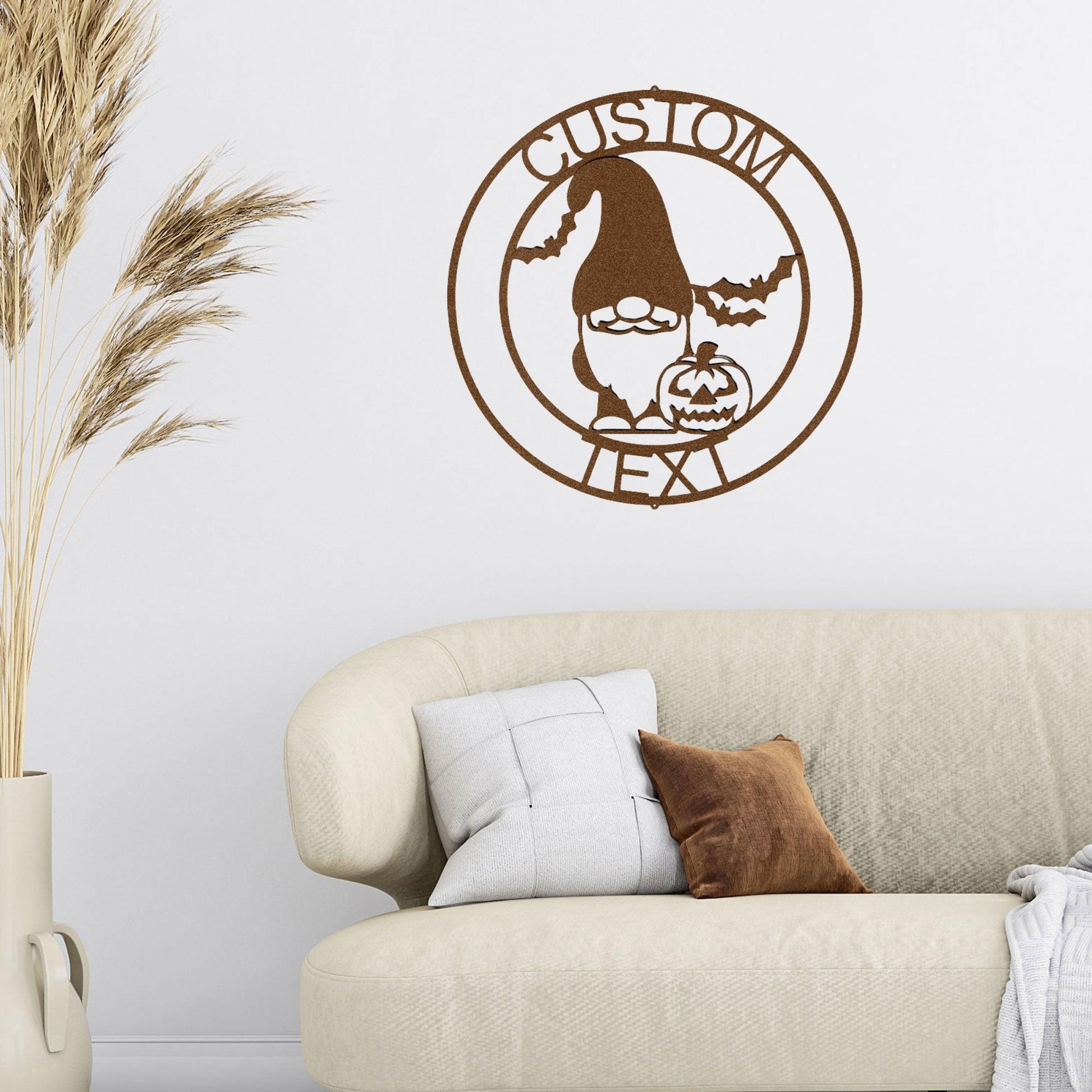 Halloween Gnome Custom Name Metal Art Wall Sign Home Decor - Mallard Moon Gift Shop