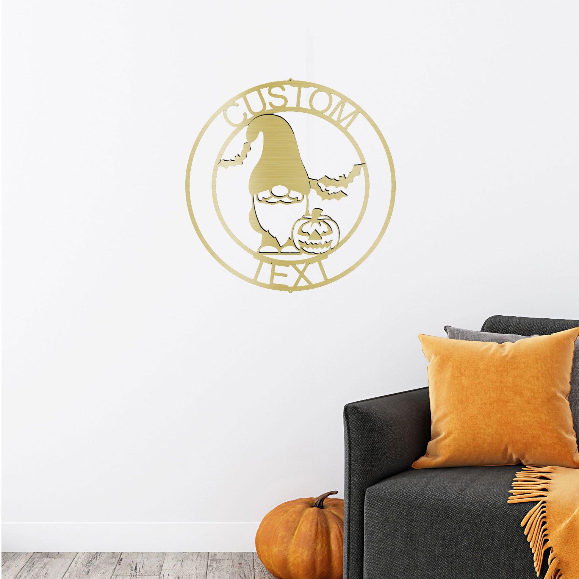 Halloween Gnome Custom Name Metal Art Wall Sign Home Decor - Mallard Moon Gift Shop