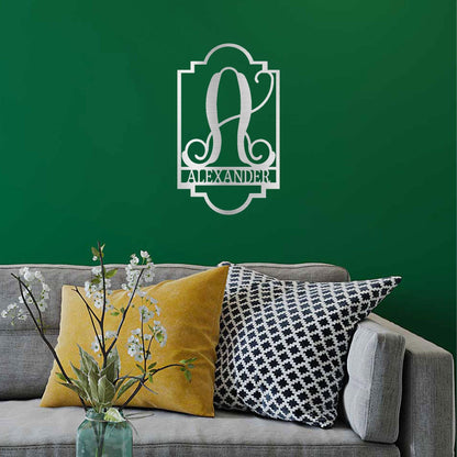 Regal Monogram Custom Name and Initial Metal Wall Art - Mallard Moon Gift Shop