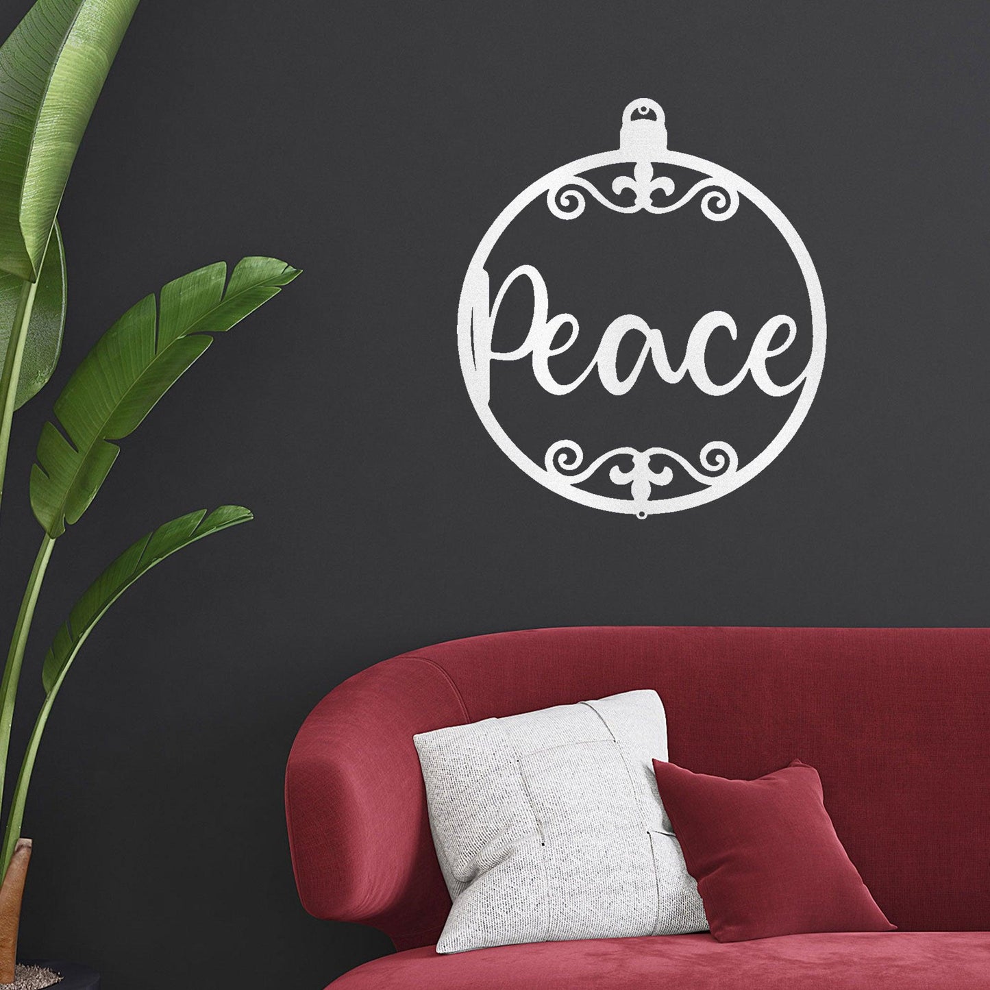 Peace Ornament Indoor Outdoor Steel Holiday Wall Sign - Mallard Moon Gift Shop