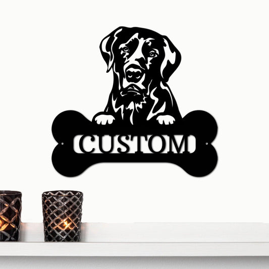 Labrador Retriever Dog Custom Name Metal Art Wall Sign - Mallard Moon Gift Shop