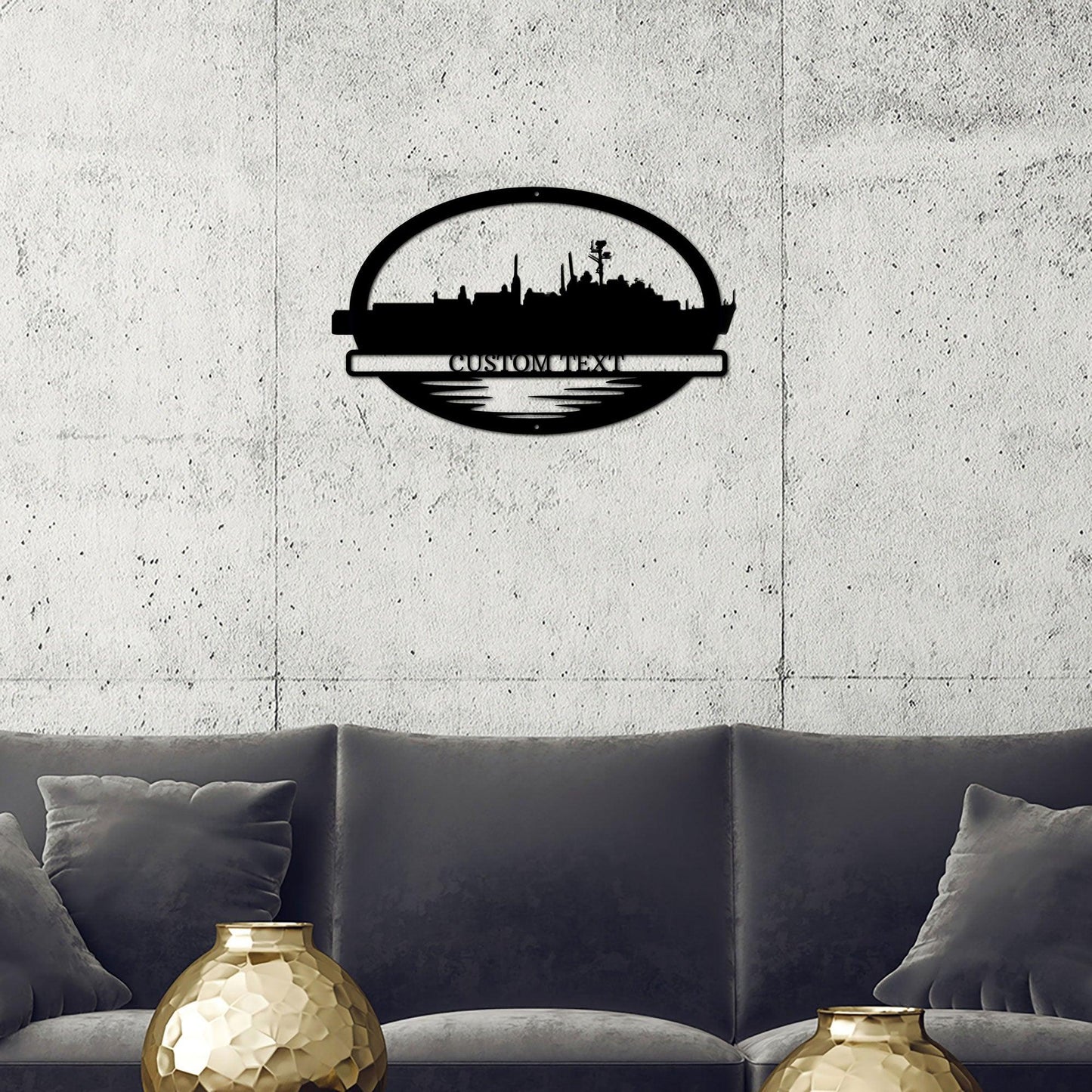 Navy Battleship USS Plymouth Rock Silhouette Custom Metal Art Wall Sign - Mallard Moon Gift Shop