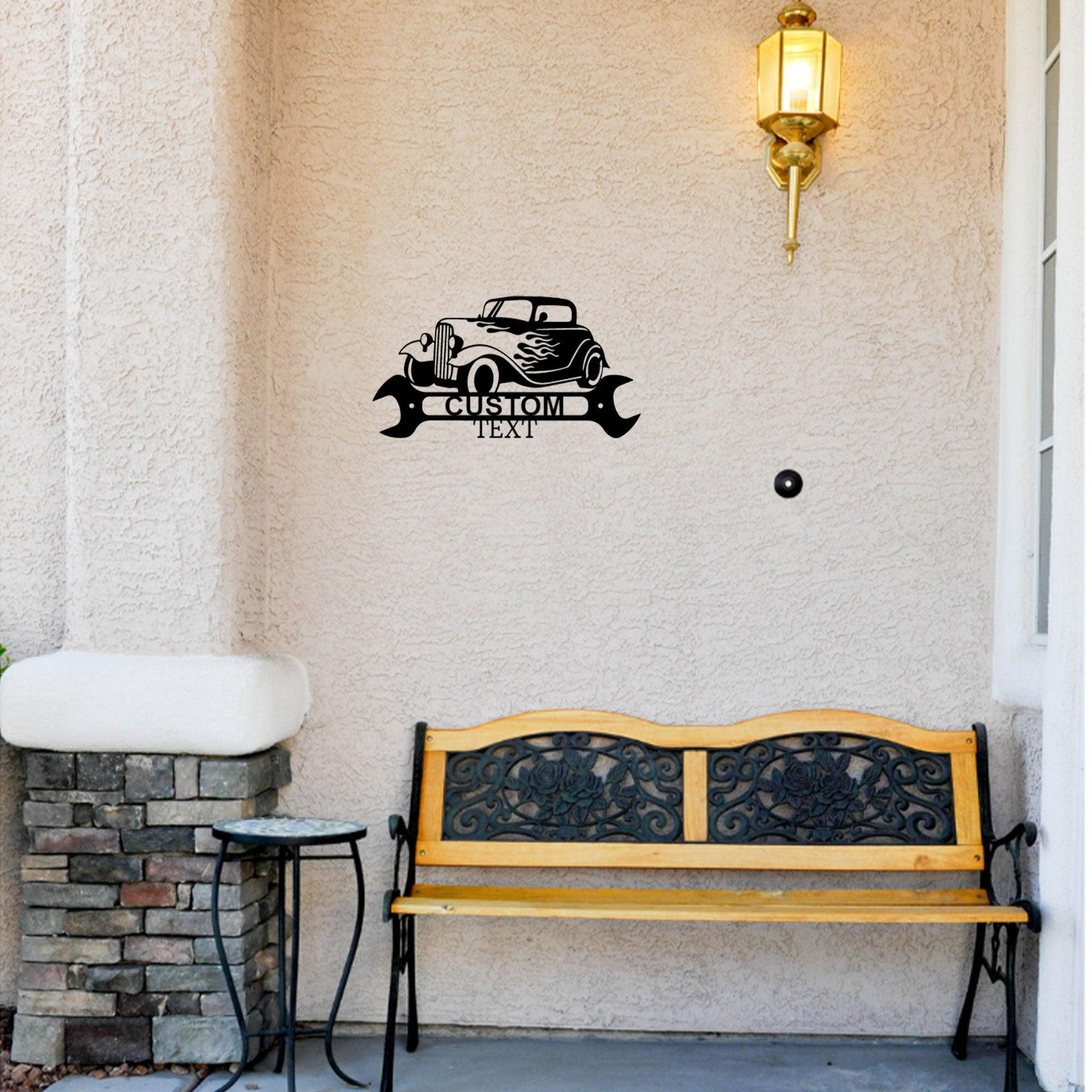 Hot Rod Shop Monogram Personalized Indoor Outdoor Steel Wall Sign Metal Art - Mallard Moon Gift Shop