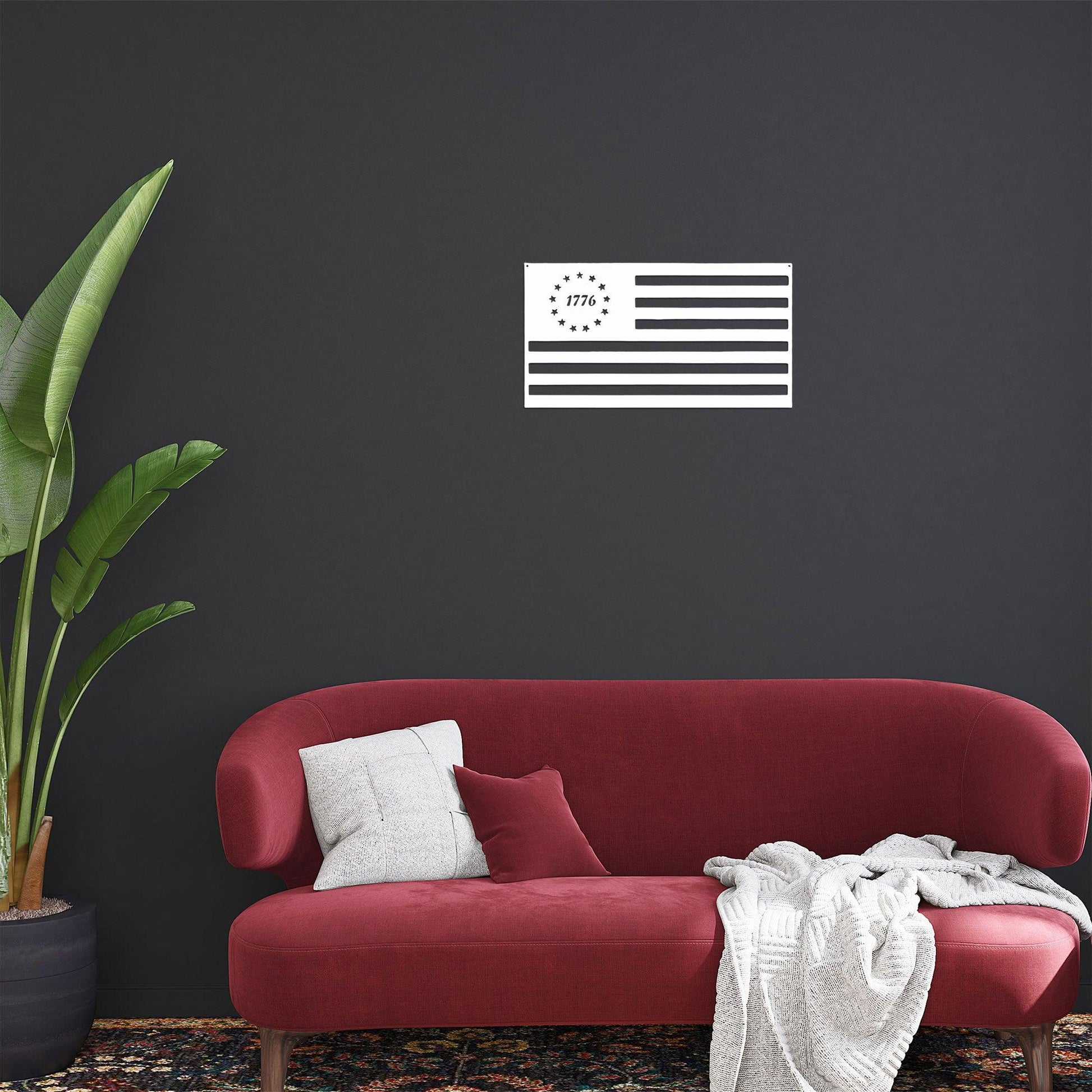 Patriotic Gift 1776 USA Flag Metal Art Wall Sign - Mallard Moon Gift Shop