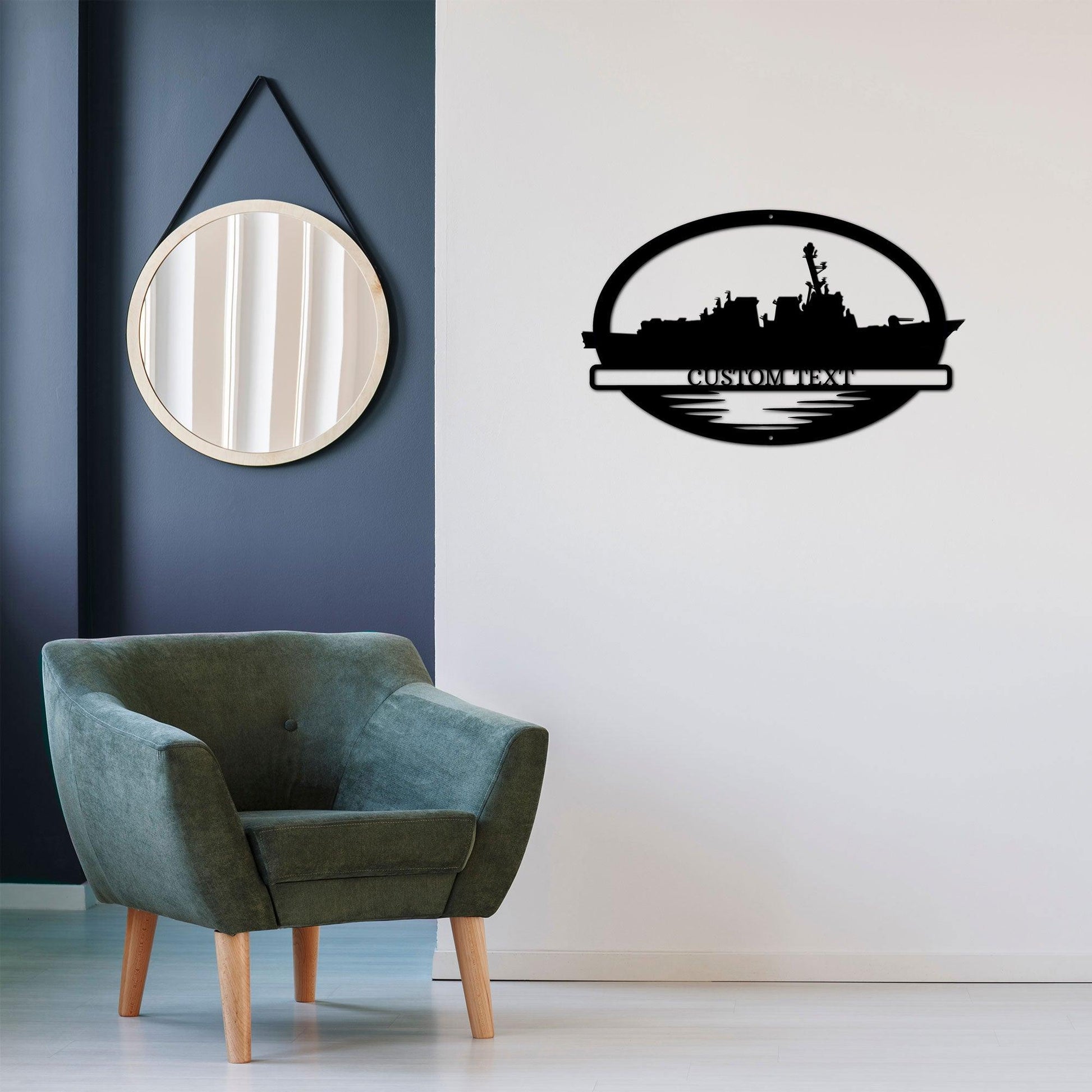 Navy Battleship USS Bulkeley Silhouette Custom Metal Art Wall Sign - Mallard Moon Gift Shop