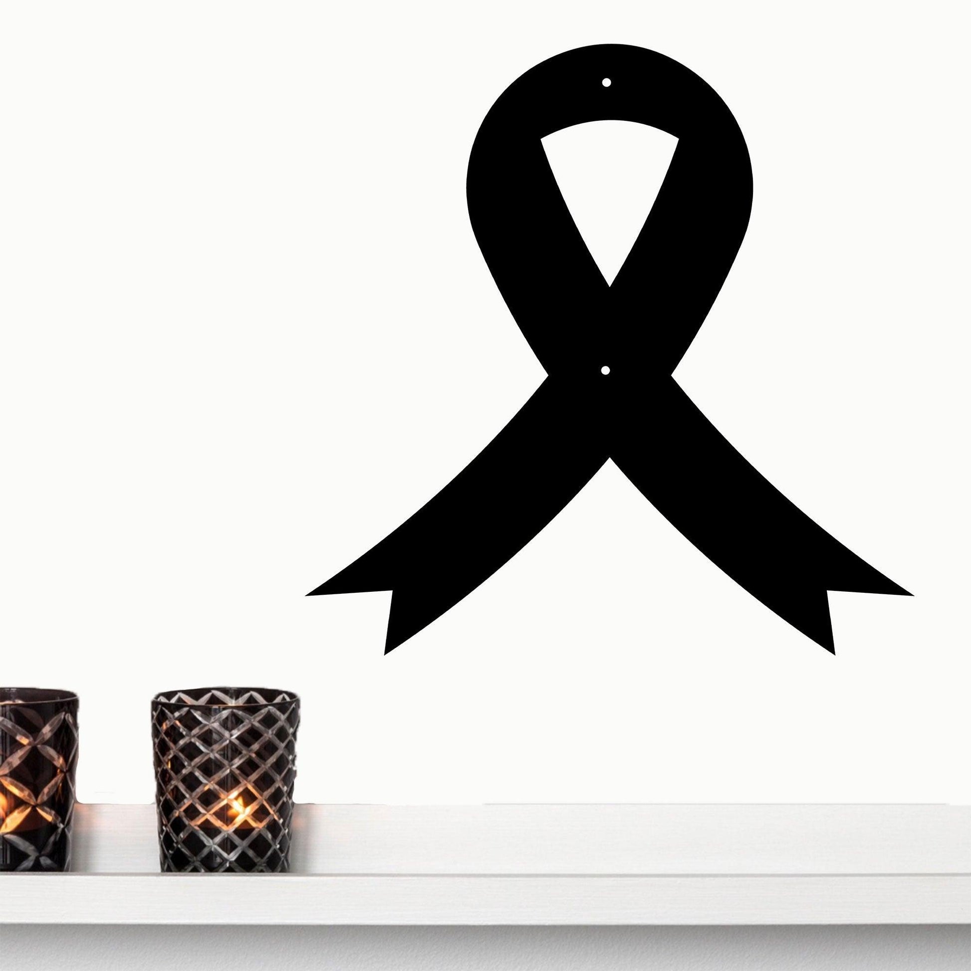 Cancer Awareness Ribbon Metal Wall Art Sign - Mallard Moon Gift Shop