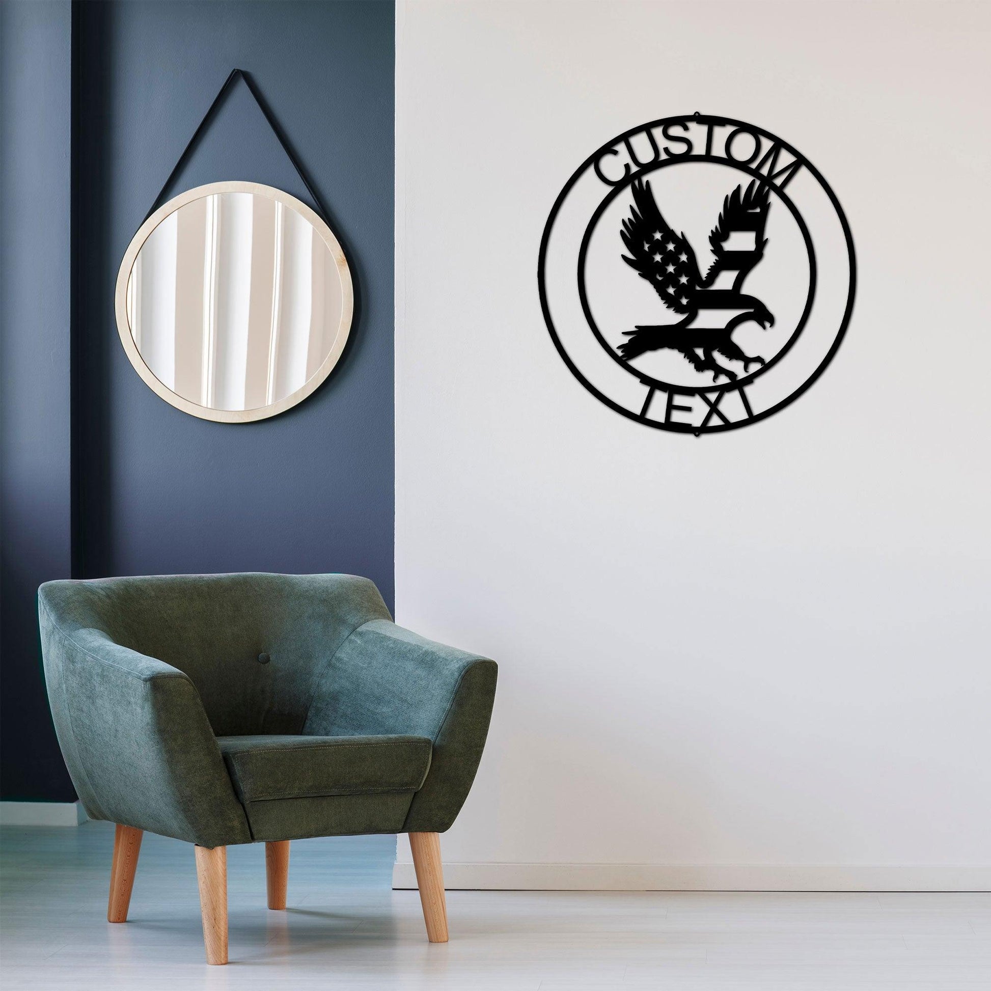 Eagle Personalized Patriotic Metal Art Wall Sign - Mallard Moon Gift Shop