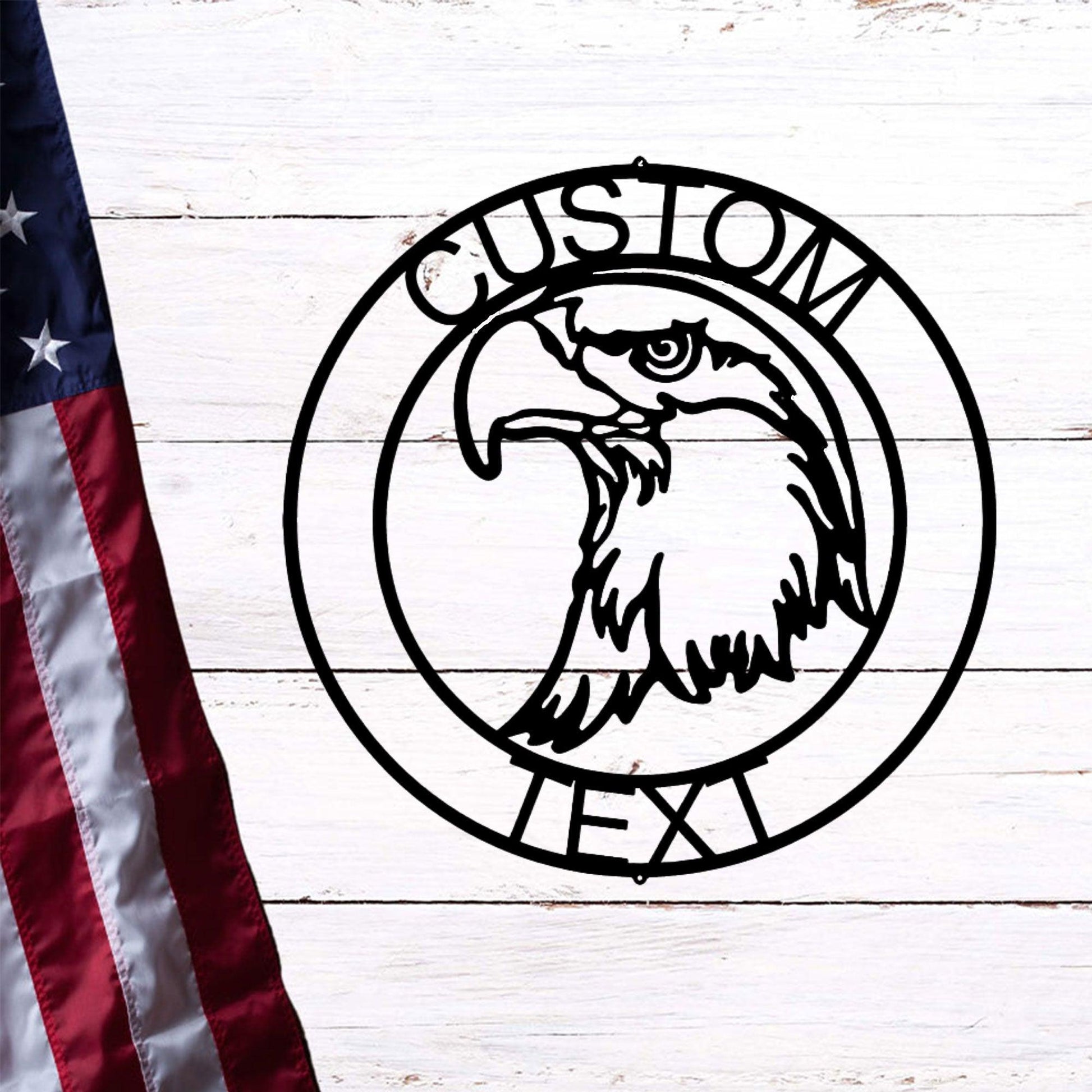 Bald Eagle Head Custom Name Metal Art Wall Sign - Mallard Moon Gift Shop
