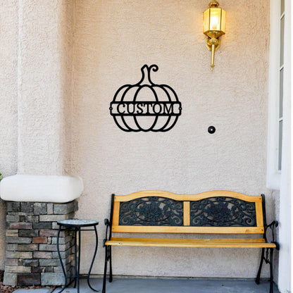 Big Pumpkin Monogram Personalized Indoor Outdoor Steel Wall Sign Art - Mallard Moon Gift Shop