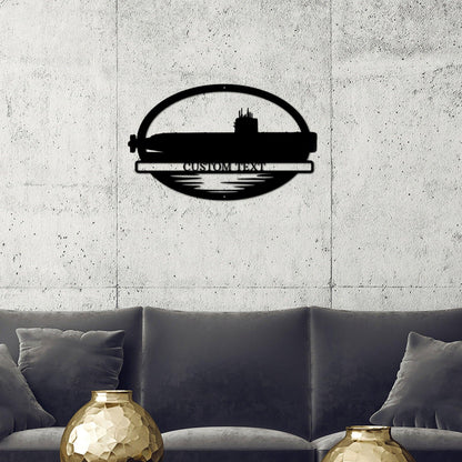 Navy Battleship USS Sargo Submarine Silhouette Custom Metal Art Wall Sign - Mallard Moon Gift Shop