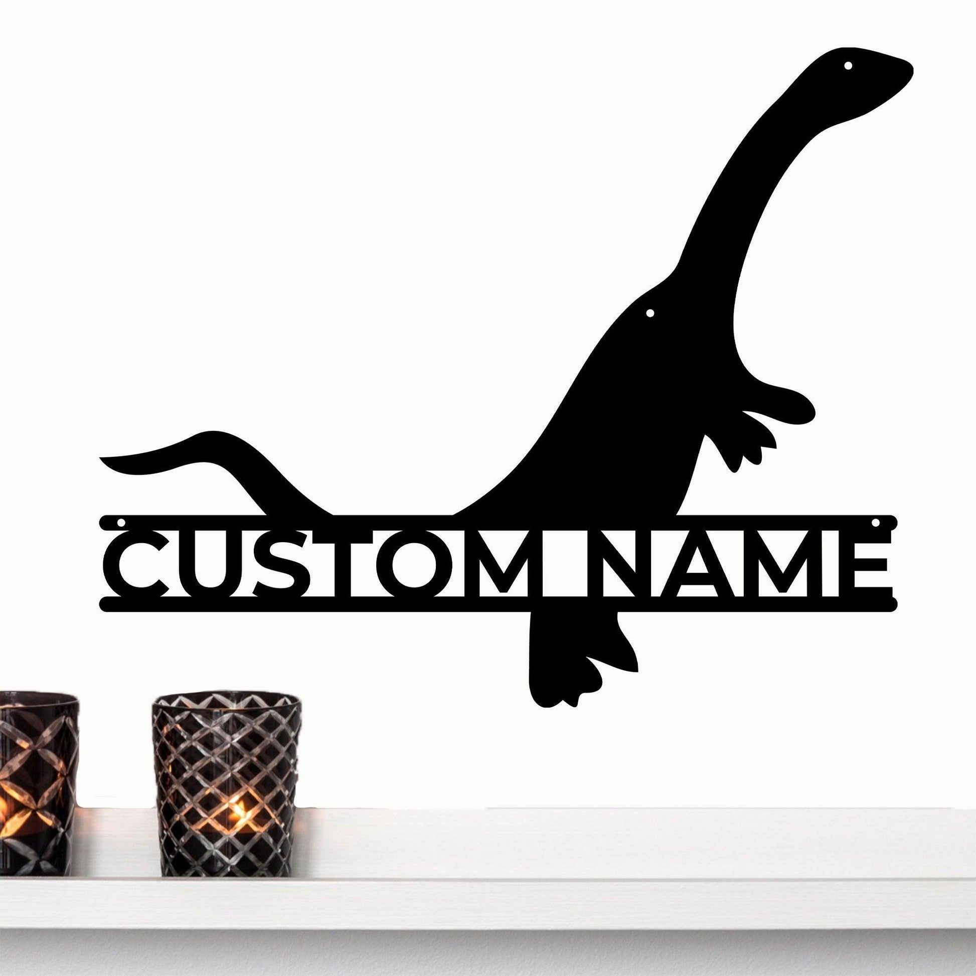 Brachiosaurus Dinosaur Custom Name Metal Wall Art - Mallard Moon Gift Shop