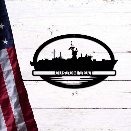 Navy Battleship USS Thomas C. Hart Silhouette Custom Metal Art Wall Sign - Mallard Moon Gift Shop