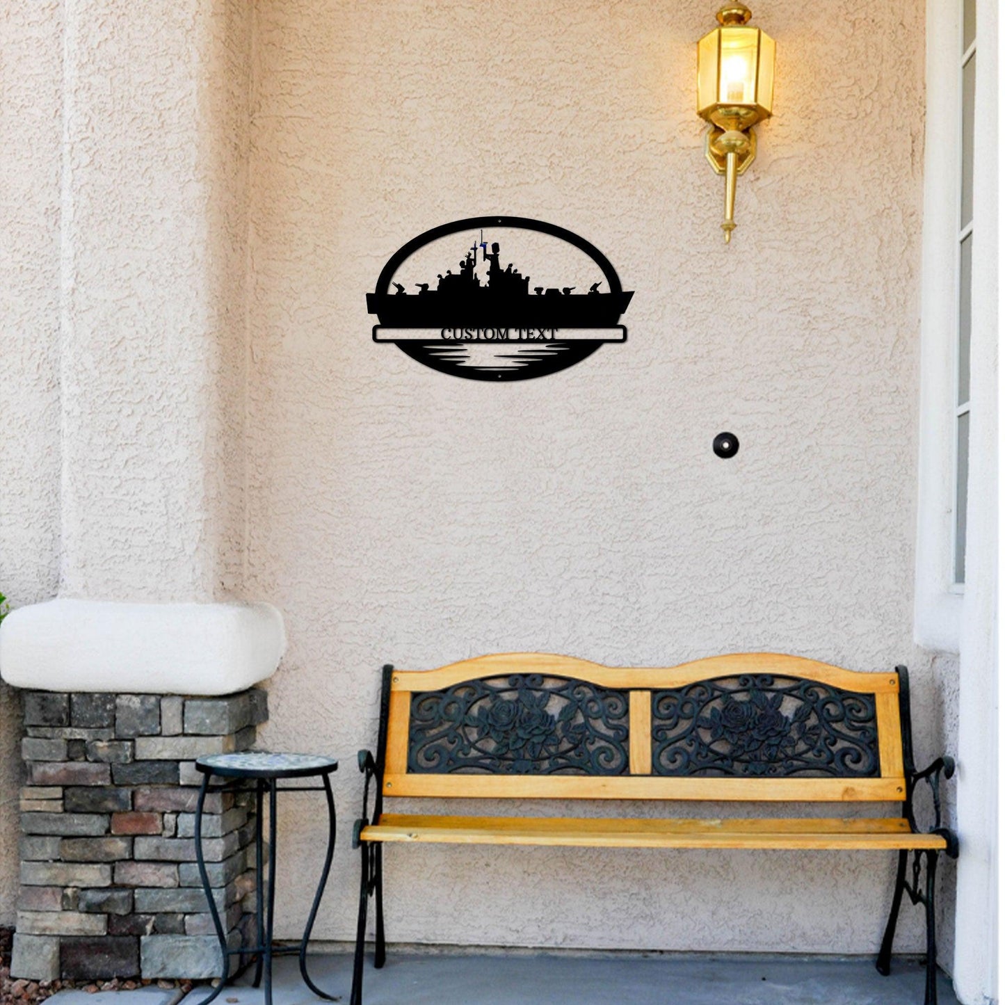Navy Battleship USS South Carolina Silhouette Custom Metal Art Wall Sign - Mallard Moon Gift Shop