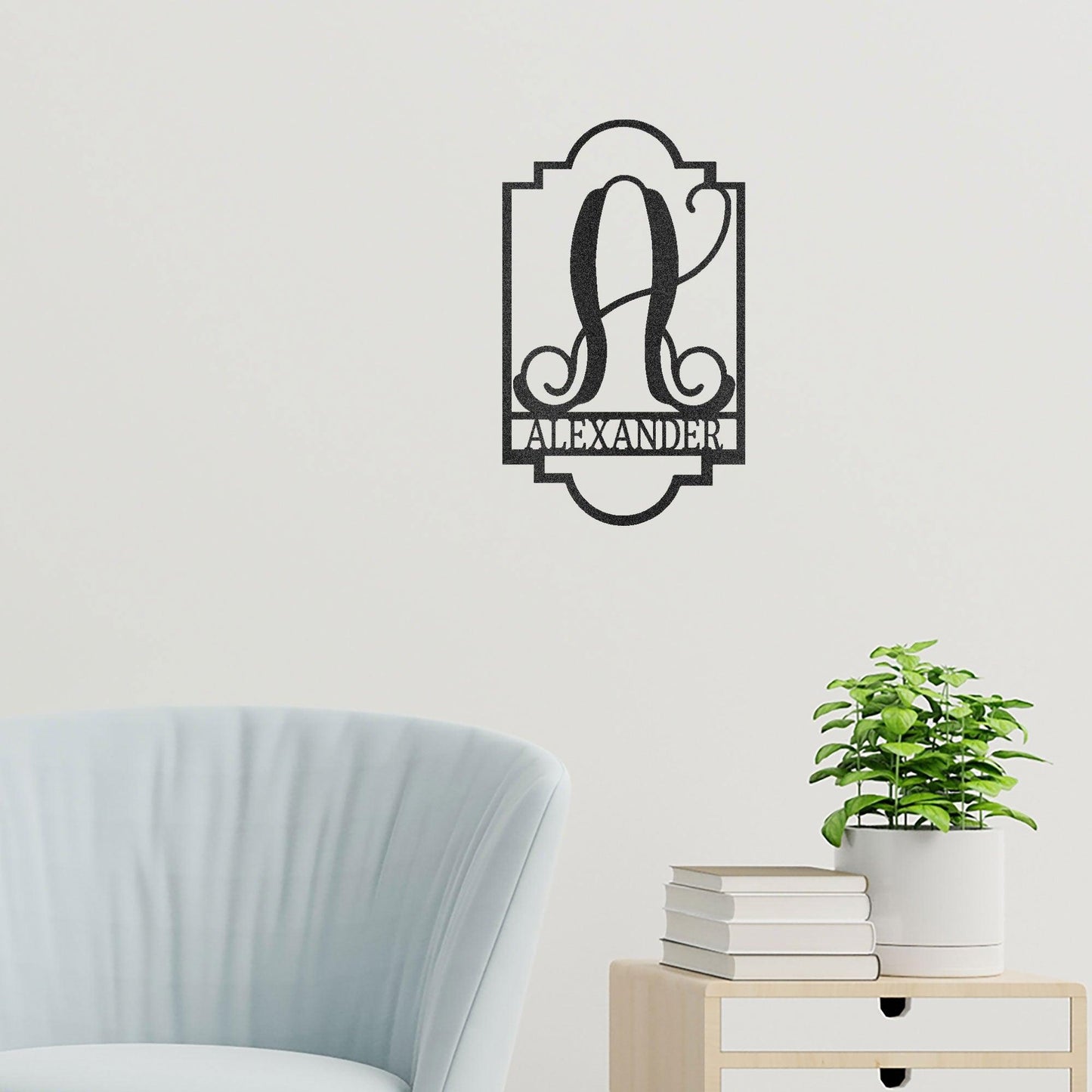 Regal Monogram Custom Name and Initial Metal Wall Art - Mallard Moon Gift Shop