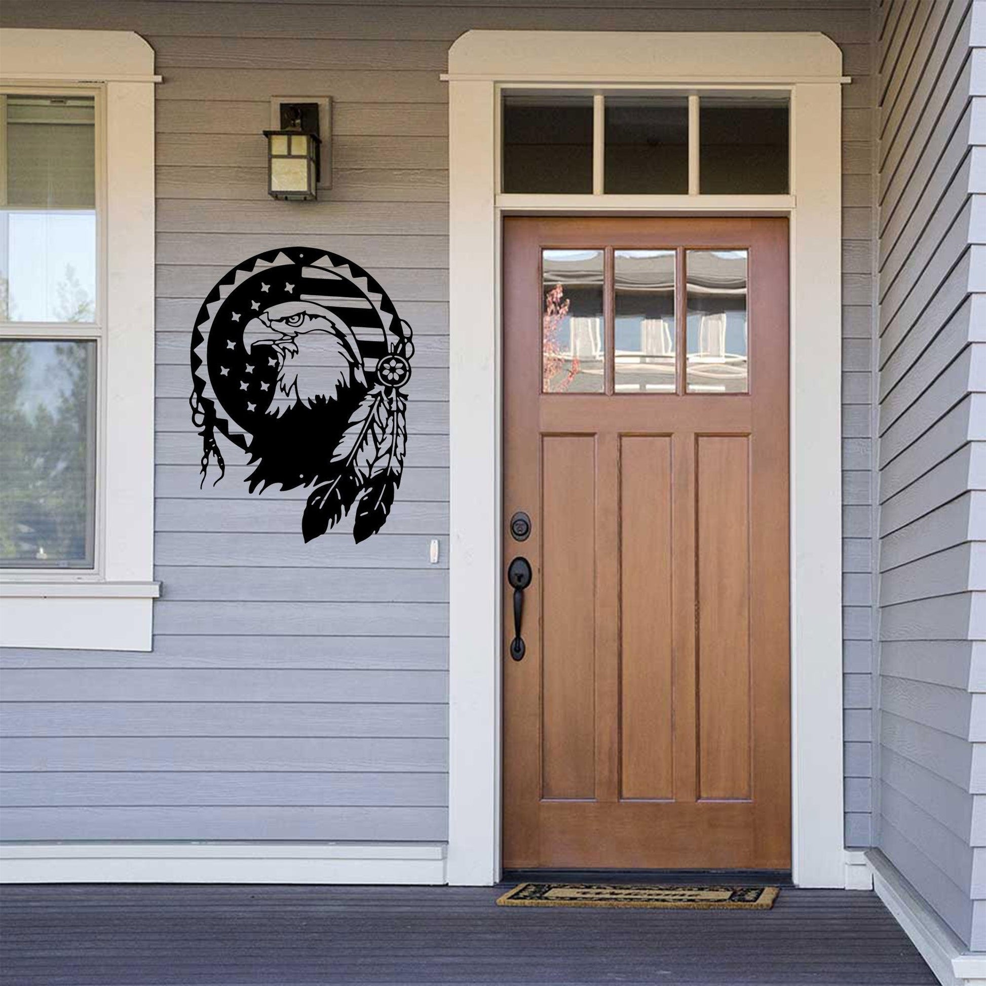 American Native Bald Eagle Metal Art Wall Sign - Mallard Moon Gift Shop