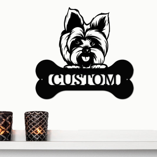 Yorkshire Terrier Dog Custom Name Metal Art Wall Sign - Mallard Moon Gift Shop