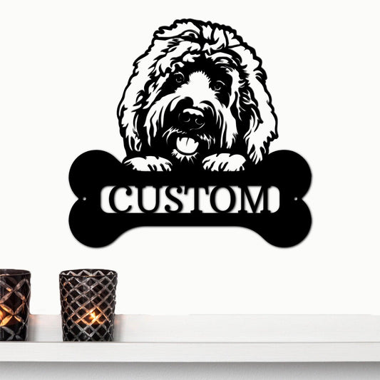 Goldendoodle Dog Custom Name Metal Art Wall Sign - Mallard Moon Gift Shop