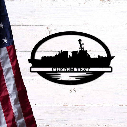 Navy Battleship USS Bulkeley Silhouette Custom Metal Art Wall Sign - Mallard Moon Gift Shop