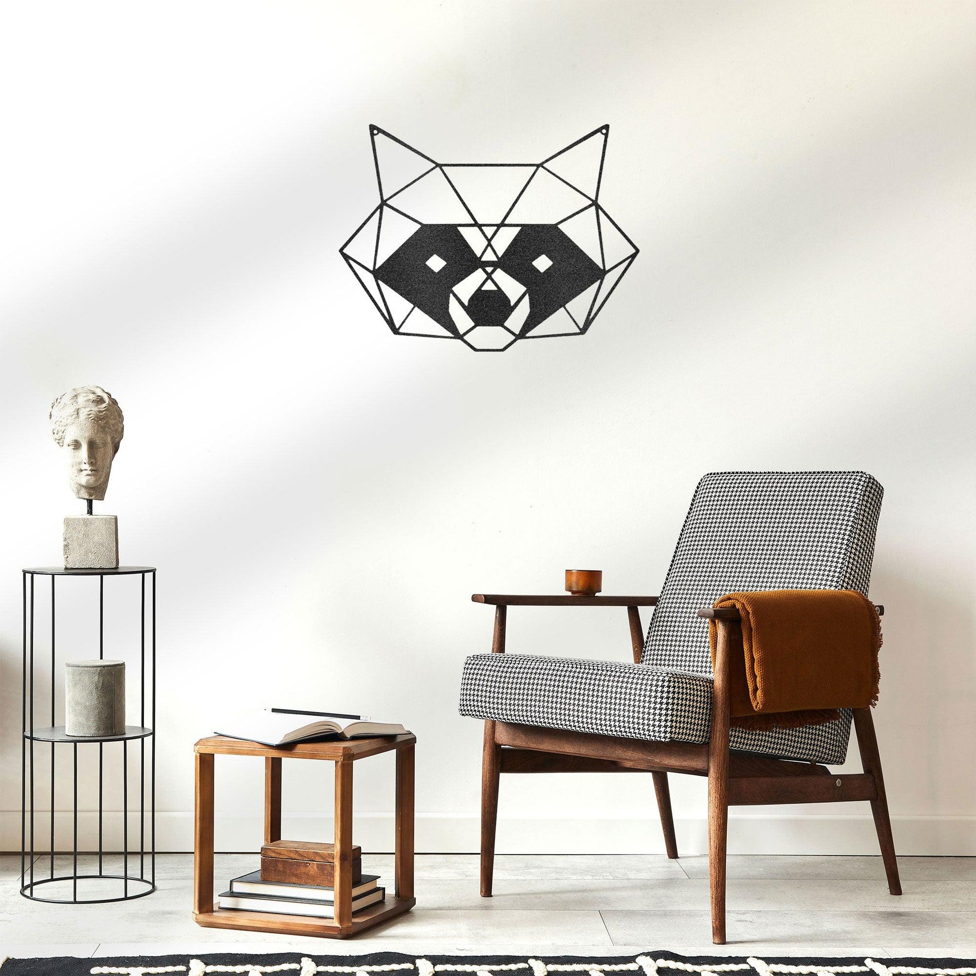 Geometric Raccoon Indoor Outdoor Steel Wall Sign - Mallard Moon Gift Shop