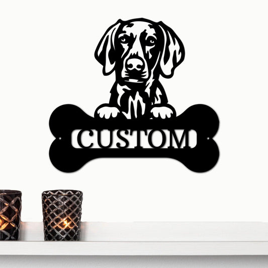 Weimaraner Dog Custom Name Metal Art Wall Sign - Mallard Moon Gift Shop