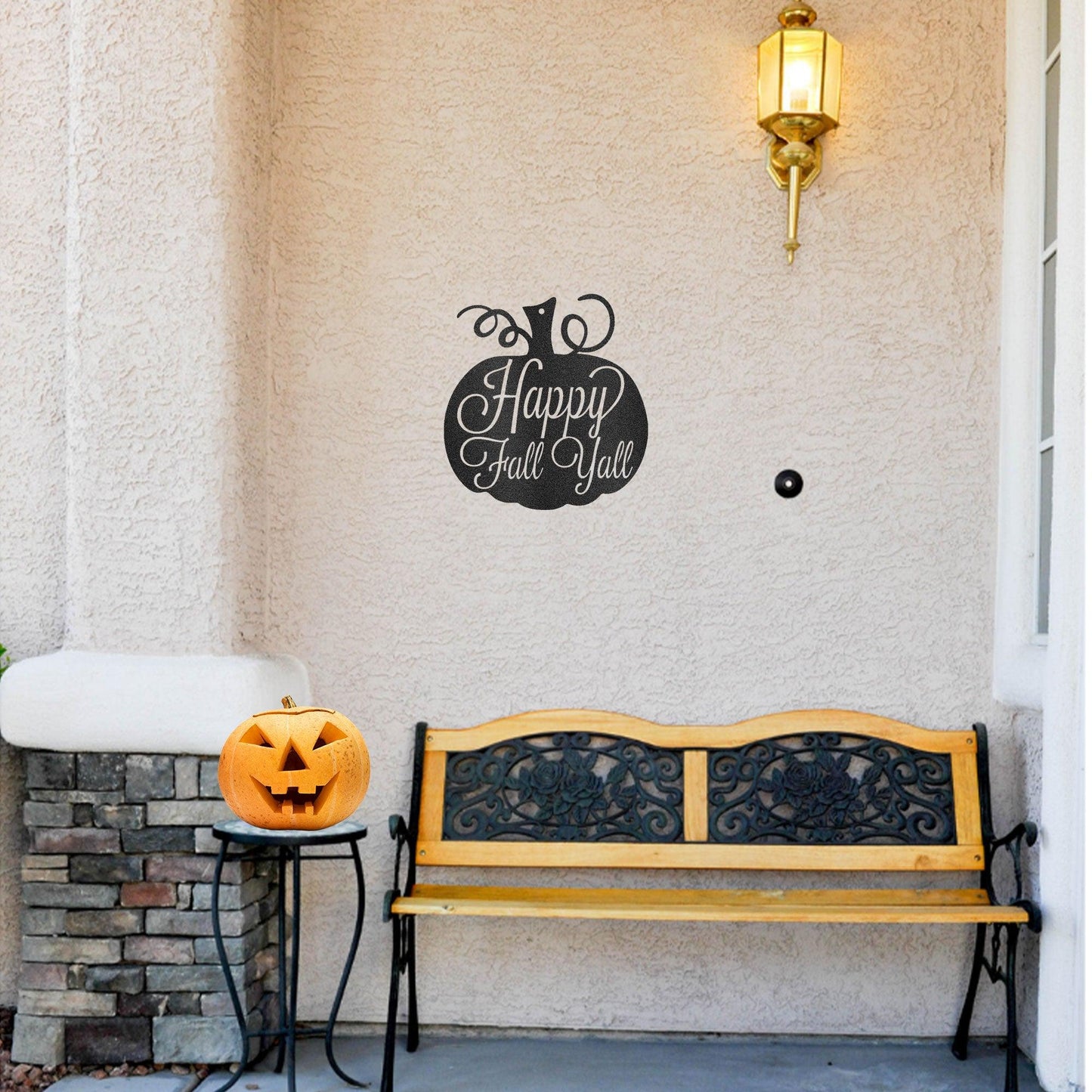 Fall Pumpkin Indoor Outdoor Steel Wall Sign - Mallard Moon Gift Shop