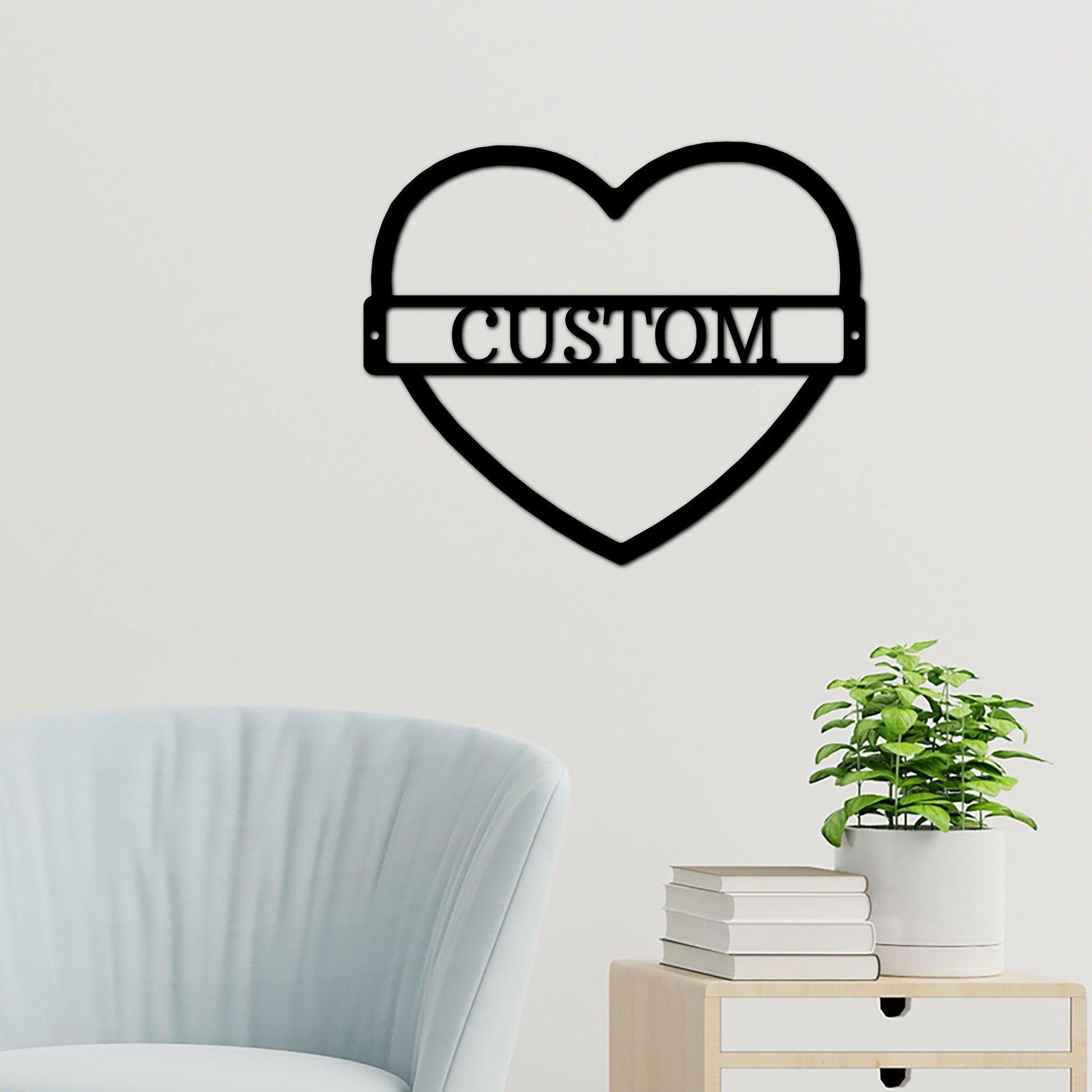 Custom Heart Shaped Monogram Personalized Steel Wall Sign - Mallard Moon Gift Shop