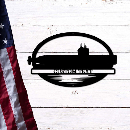 Navy Battleship USS Sargo Submarine Silhouette Custom Metal Art Wall Sign - Mallard Moon Gift Shop