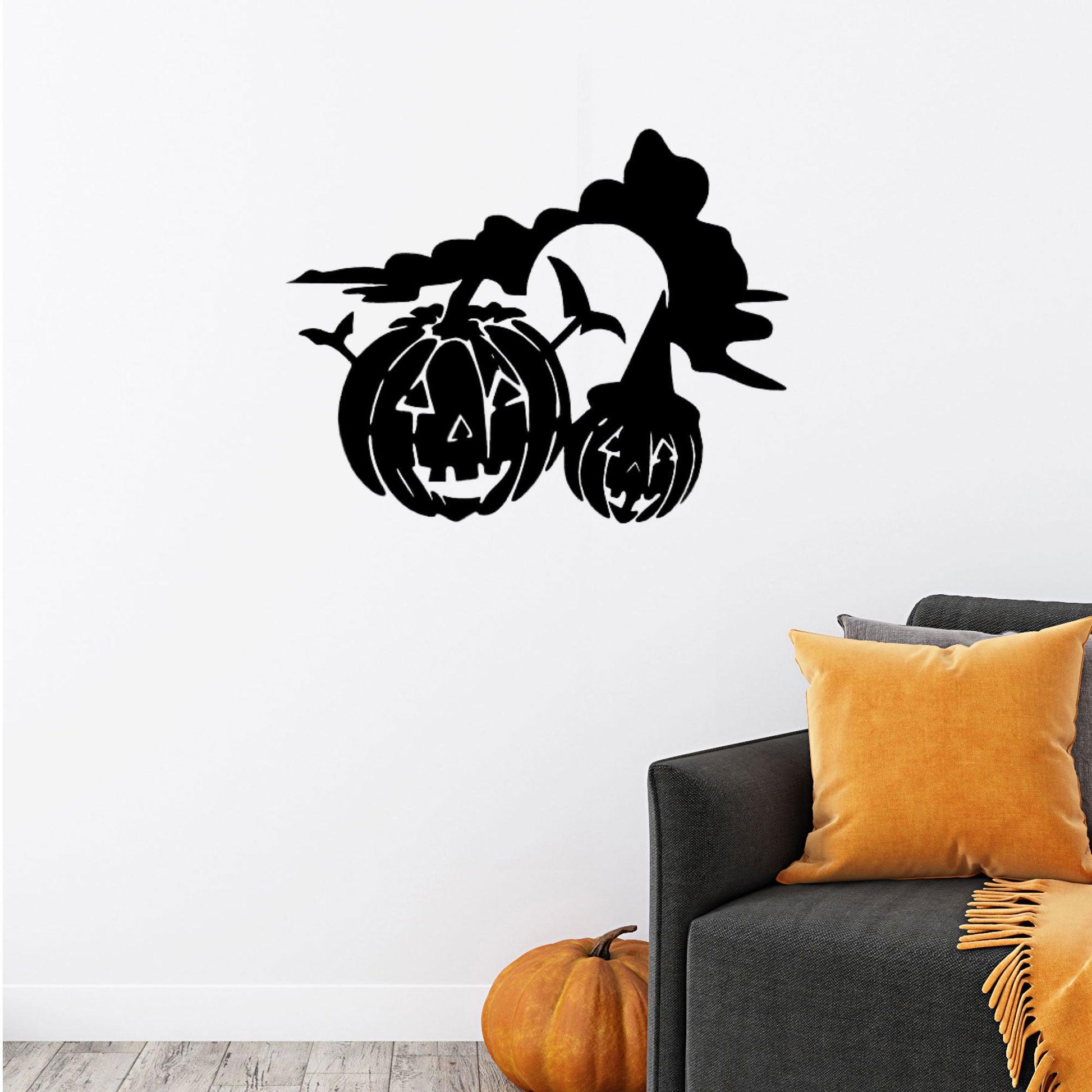 Spooky Halloween Pumpkins Metal Wall Art Sign - Mallard Moon Gift Shop