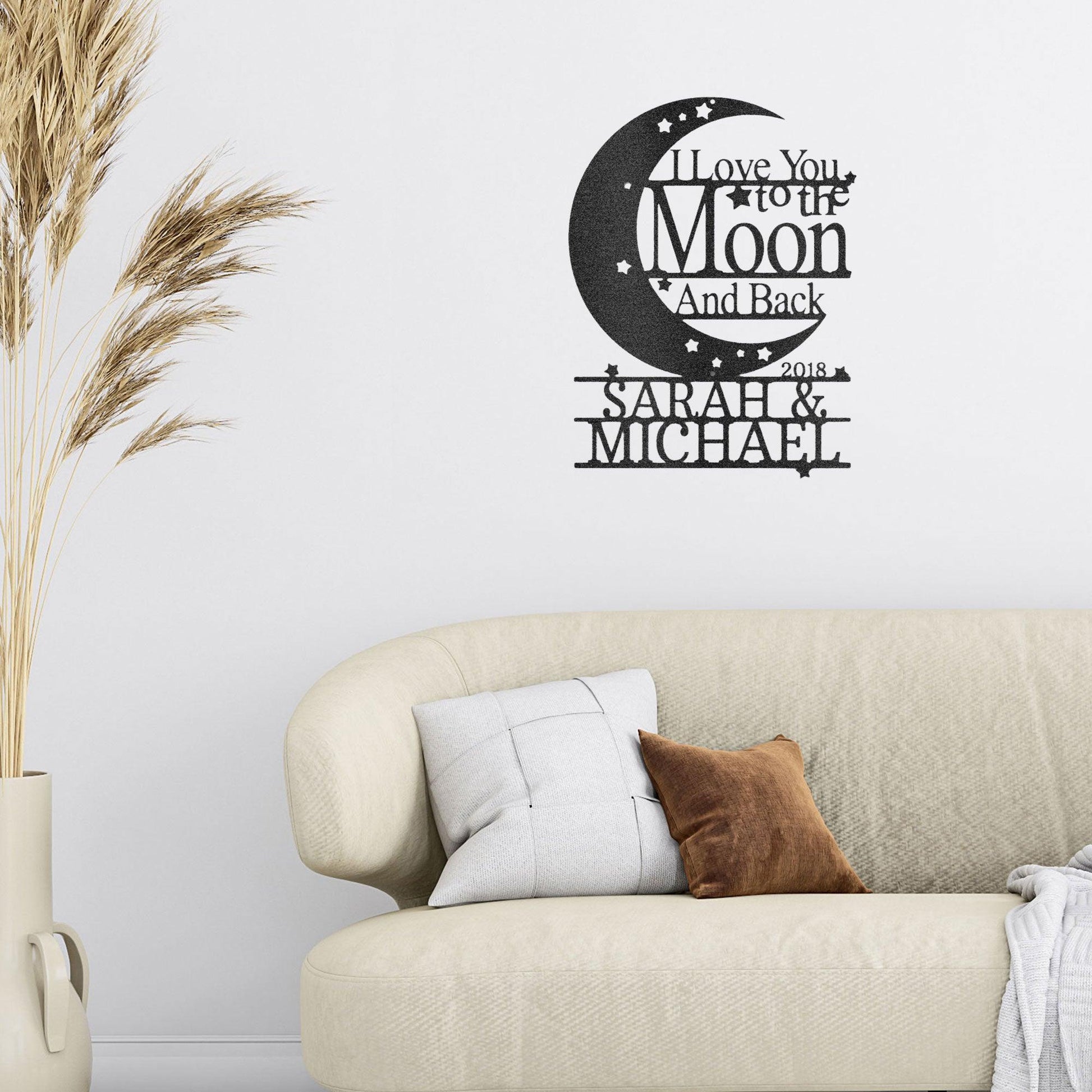 I Love You to the Moon and Back Personalized Metal Wall Art Sign - Mallard Moon Gift Shop