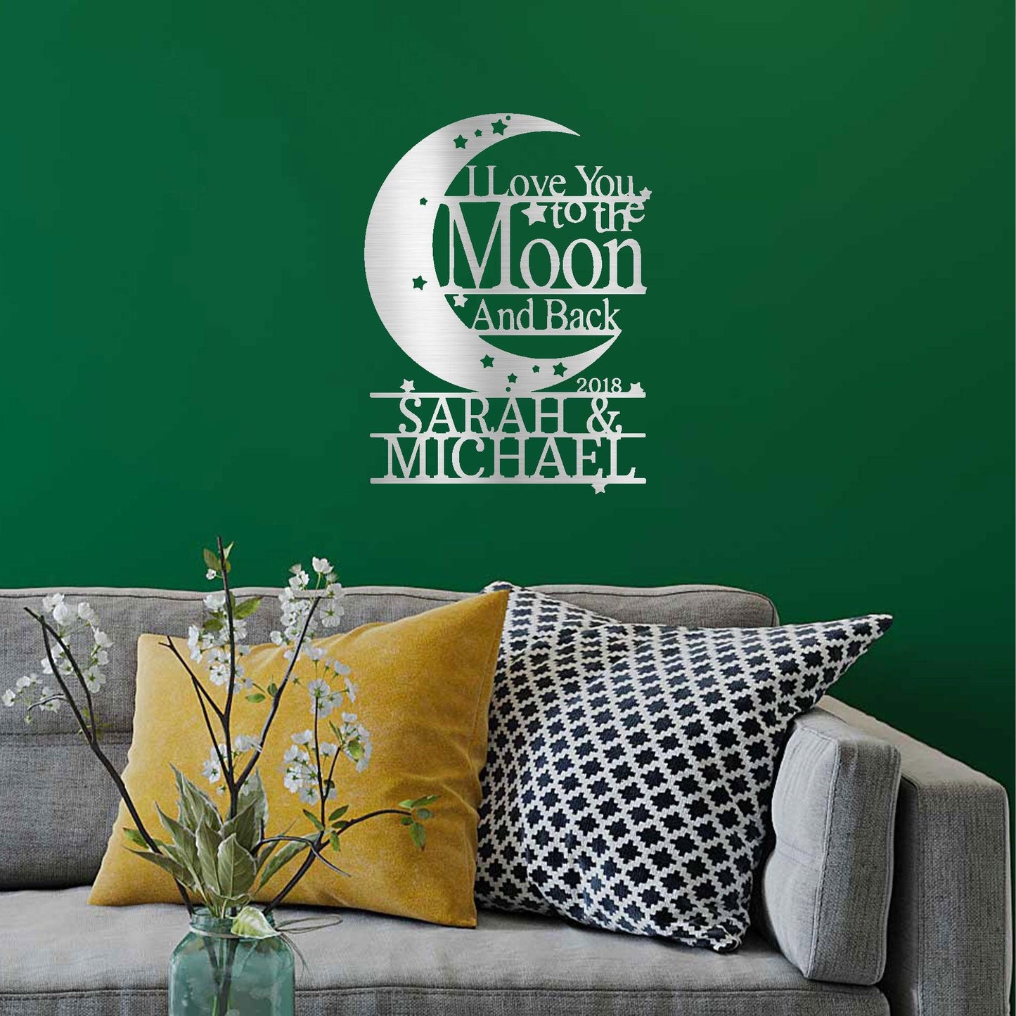 I Love You to the Moon and Back Personalized Metal Wall Art Sign - Mallard Moon Gift Shop