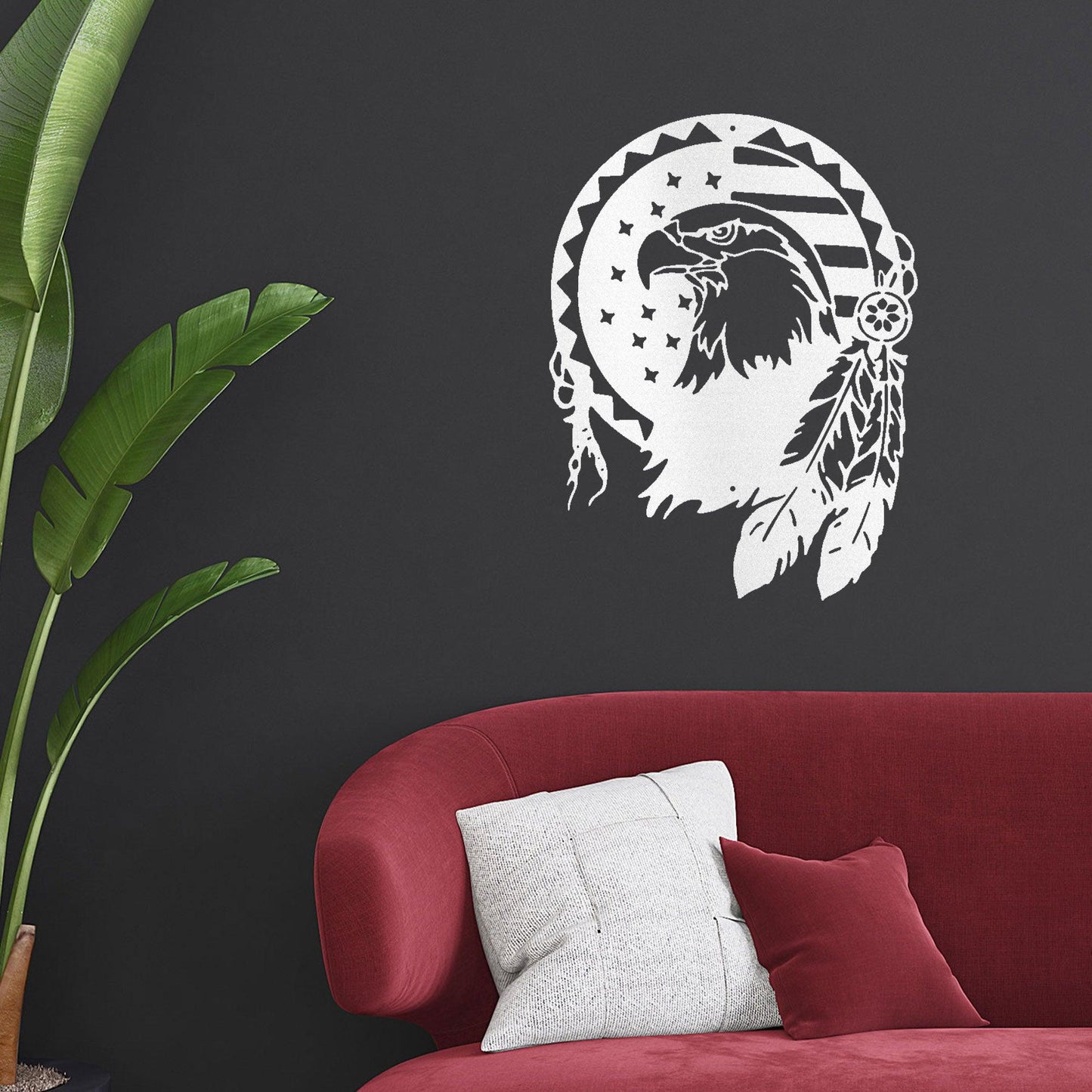 American Native Bald Eagle Metal Art Wall Sign - Mallard Moon Gift Shop