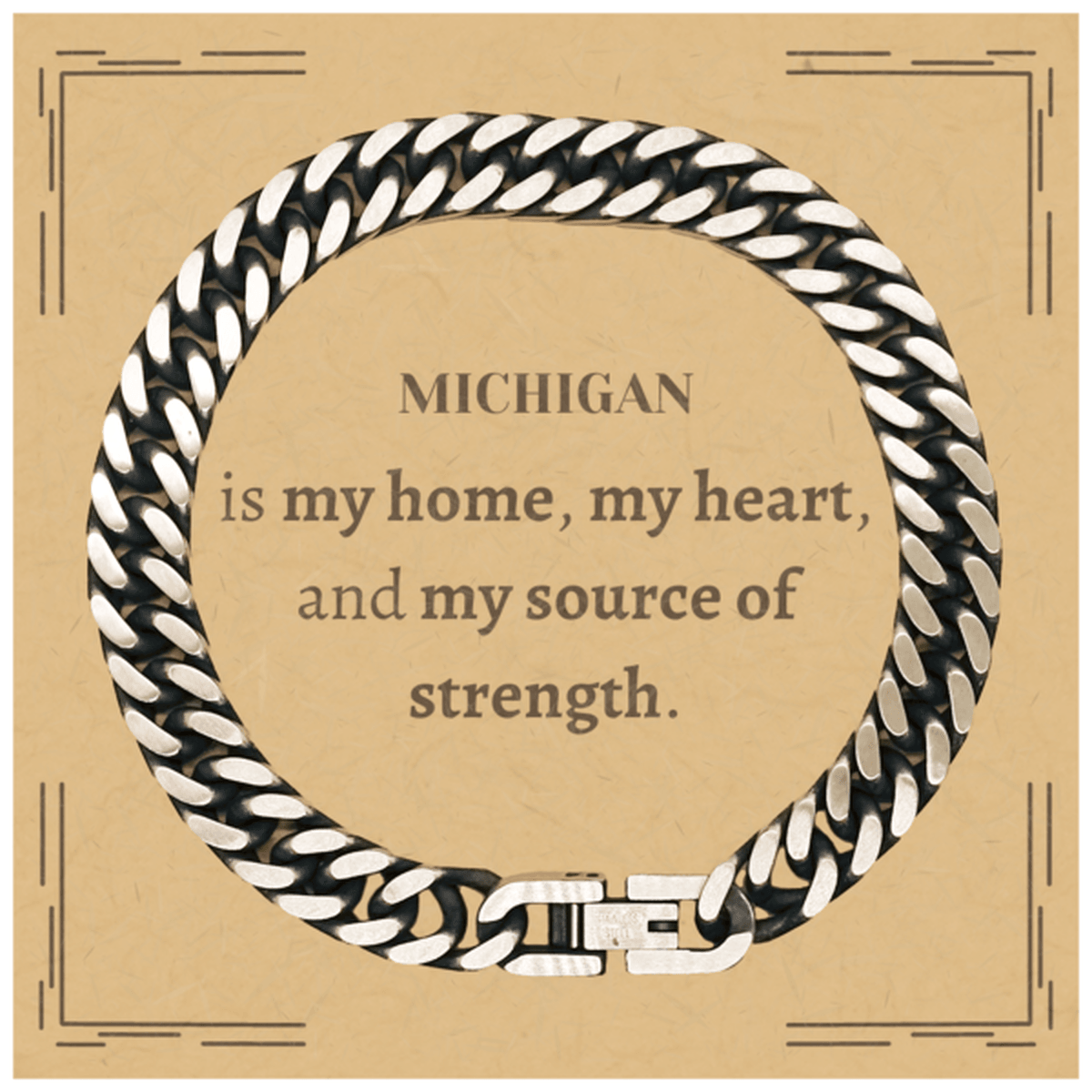 Michigan is my home Gifts, Lovely Michigan Birthday Christmas Cuban Link Chain Bracelet For People from Michigan, Men, Women, Friends - Mallard Moon Gift Shop