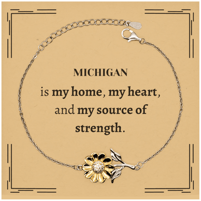 Michigan is my home Gifts, Lovely Michigan Birthday Christmas Sunflower Bracelet For People from Michigan, Men, Women, Friends - Mallard Moon Gift Shop