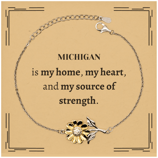 Michigan is my home Gifts, Lovely Michigan Birthday Christmas Sunflower Bracelet For People from Michigan, Men, Women, Friends - Mallard Moon Gift Shop