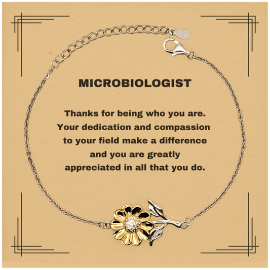 Microbiologist Sunflower Bracelet - Thanks for being who you are - Birthday Christmas Jewelry Gifts Coworkers Colleague Boss - Mallard Moon Gift Shop