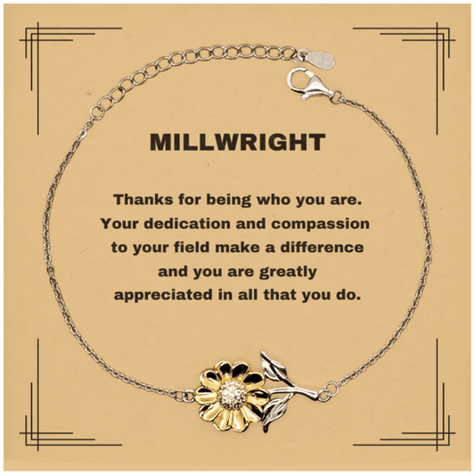 Millwright Sunflower Bracelet - Thanks for being who you are - Birthday Christmas Jewelry Gifts Coworkers Colleague Boss - Mallard Moon Gift Shop