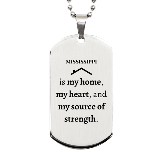 Mississippi is my home Gifts, Lovely Mississippi Birthday Christmas Silver Dog Tag For People from Mississippi, Men, Women, Friends - Mallard Moon Gift Shop